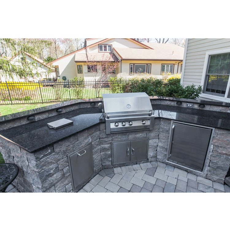 BBQ Grill Kitchen Worktop Stone Island Top Barbecue Outdoor Kitchen Black Granite Countertop
