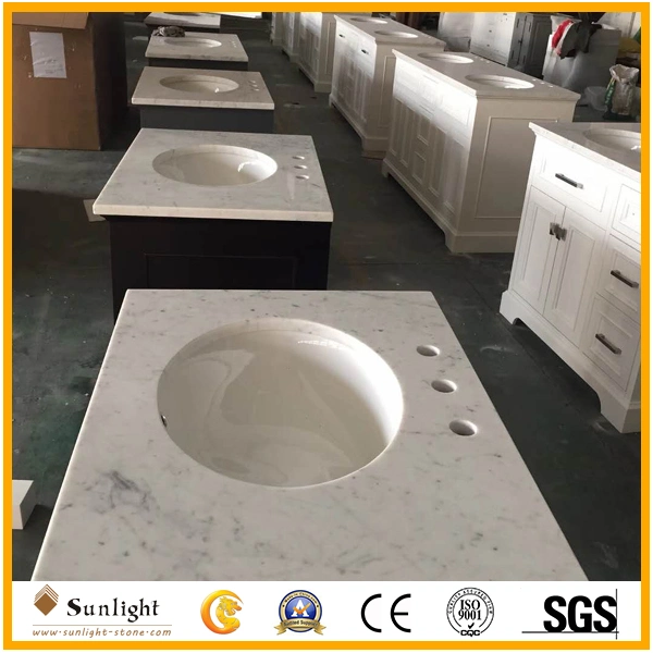 Custom Polished Carrara White Marble Lowes Vanity Tops Countertops for Bathroom