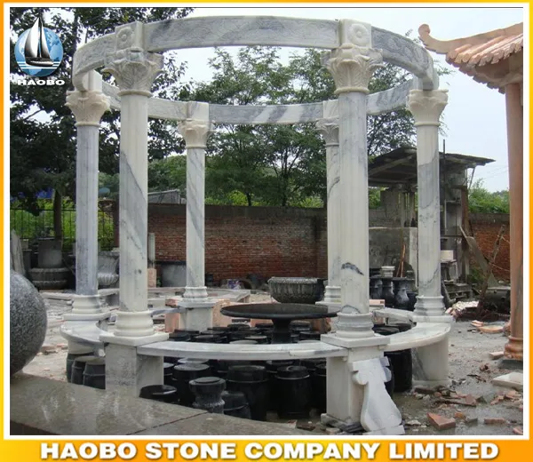 Stone Gazebo Garden Bench View