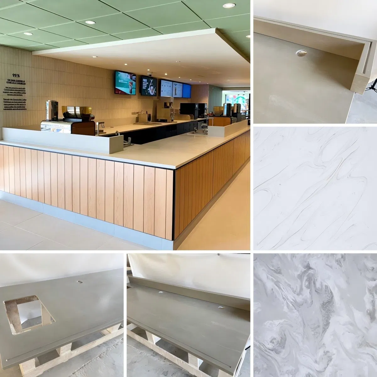 OEM Factory Latest Trend Ice White Plain Beige Granite Slab Table Top Quartz Stone Kitchen Island Natural Stone Dining Furniture Kitchen Countertop