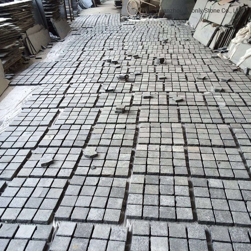 Wholesale G684 Black Basalt Mesh Back Pavers Cobblestone for Driveway