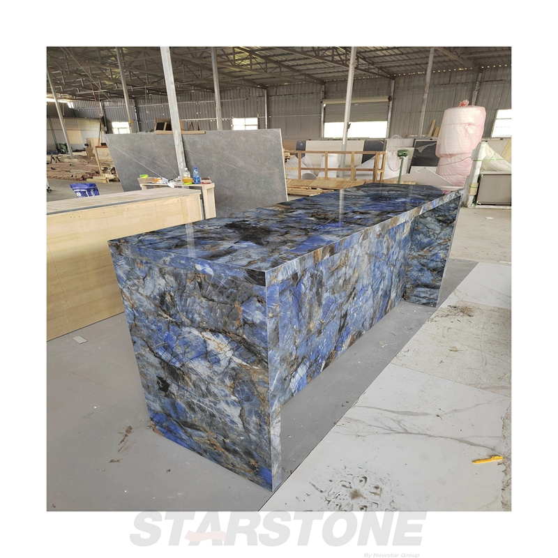 Luxury Custom Marble Countertop Slabs Blue Stone Kitchen Marble Island Countertops