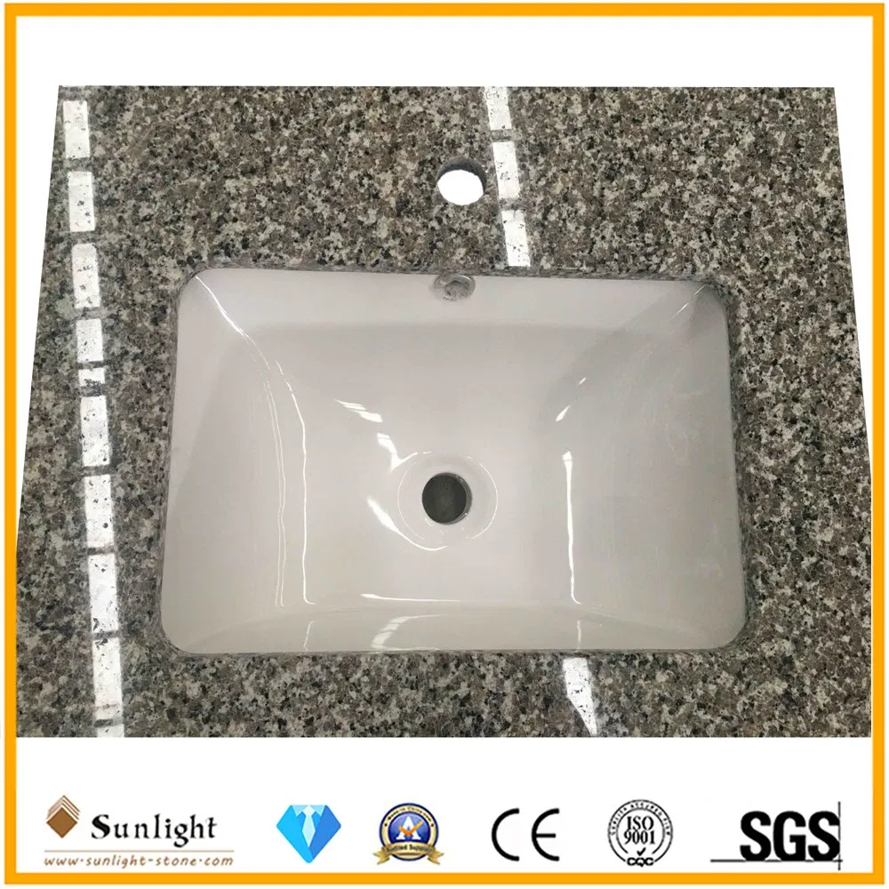 Factory Custom Cheapest Swan White Granite Stone Bathroom Vanity Top Countertops