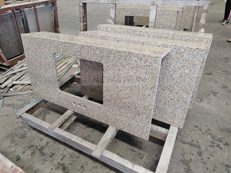 Hotel Custom Single Sink Granite Countertop Ogee Edge Deep Ceramic Granite Sinks Vanity Modern Design Wholesale Countertop