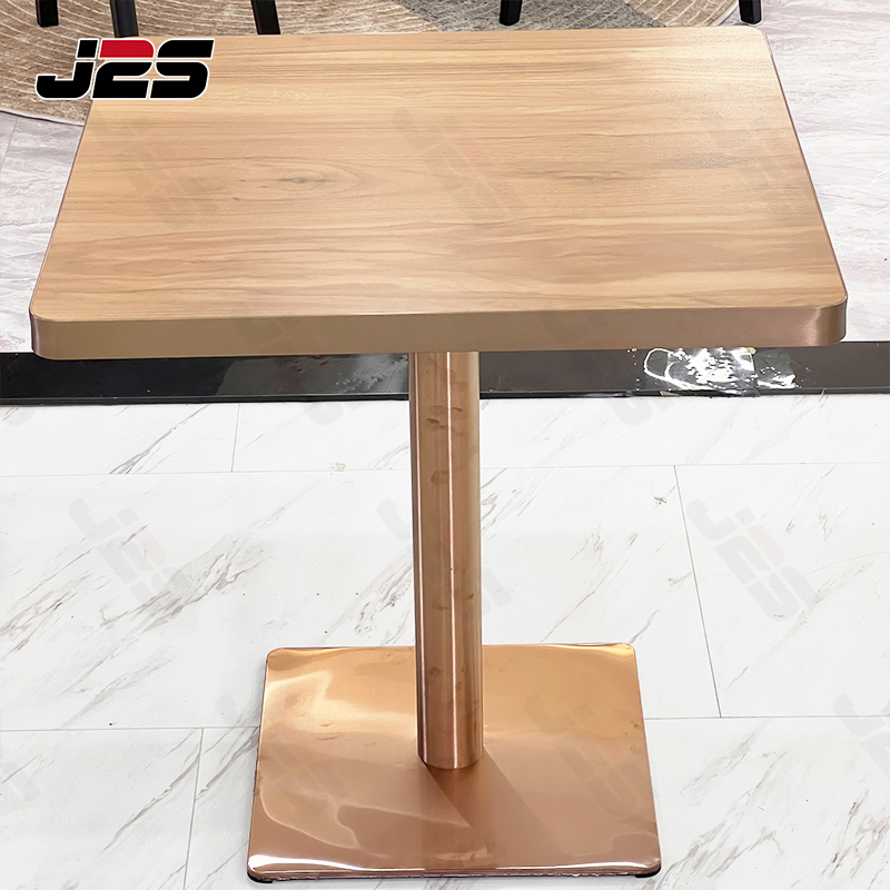 Premium Restaurant Furniture Table Featuring Black Stone and Metal Base