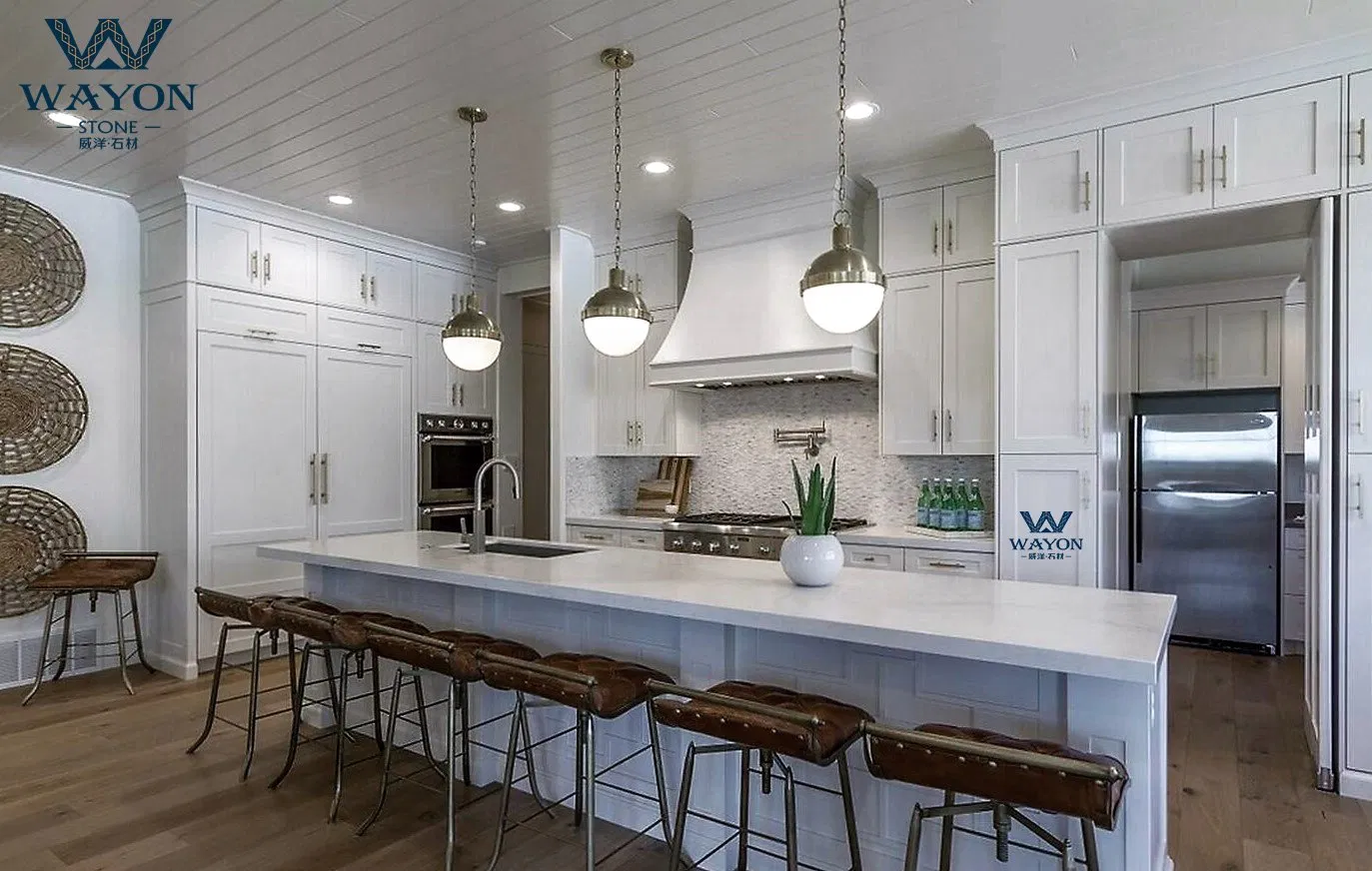 Prefabricated Home White Quartz Kitchen Countertop and Bathroom Quartz Vanity Top