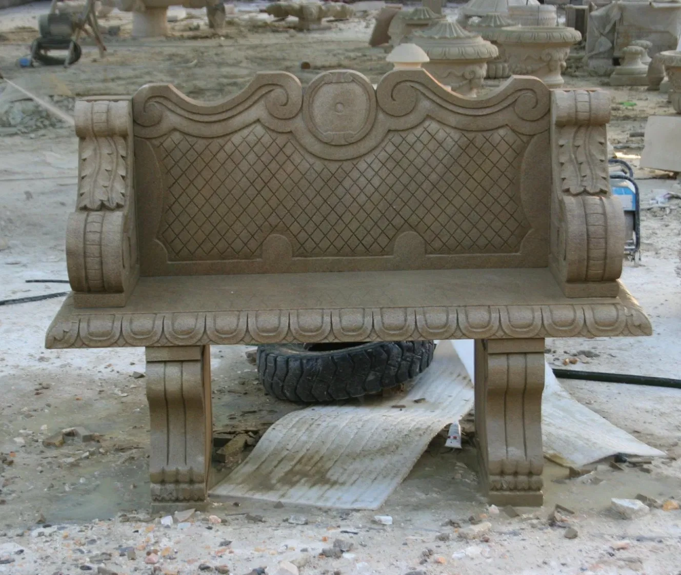 Classical Style Factory Wholesale Antique Stone Marble Garden Bench Garden Outdoor Decorative Stone Bench (SYMB-018)