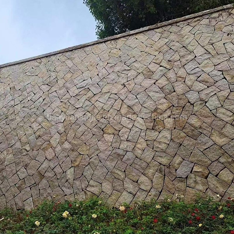 G682 Gold Yellow Granite Random Size Wall Stone for Retaining Wall