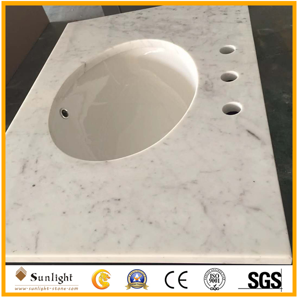 Custom Polished Carrara White Marble Lowes Vanity Tops Countertops for Bathroom