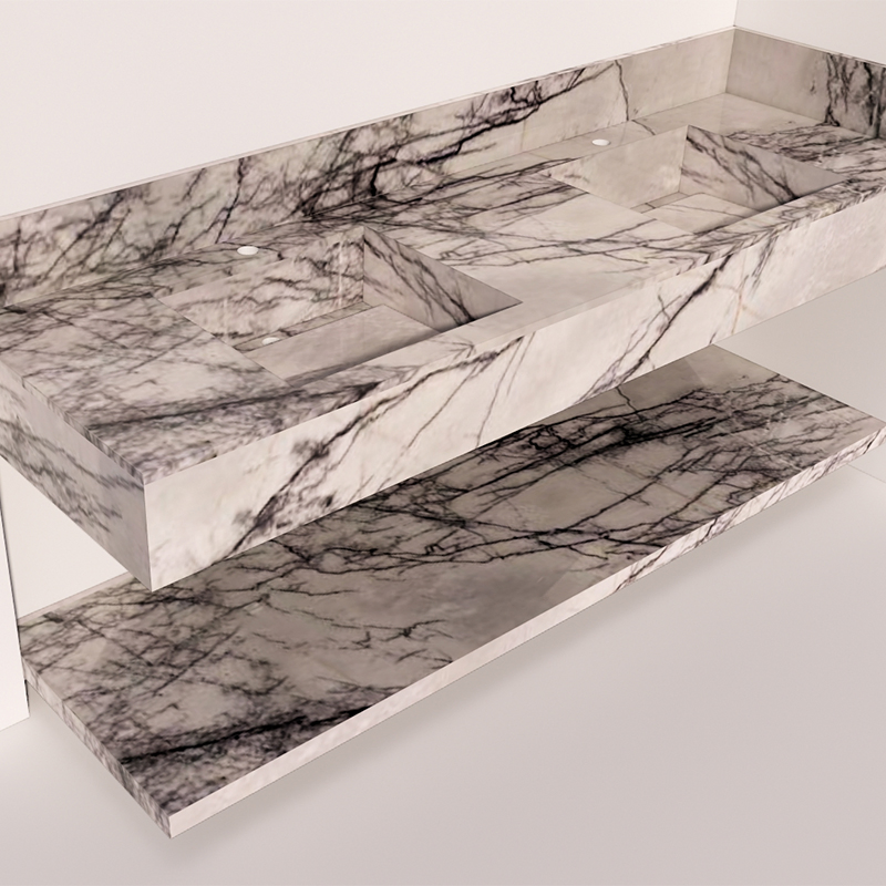 2025 Lilac White Marble Slab Sink for 48 Inch Bathroom Vanity Tops Desk Backsplash