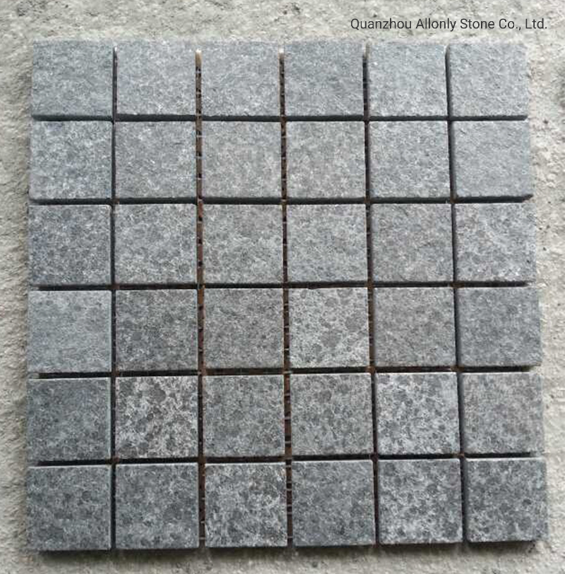 Wholesale G684 Black Basalt Mesh Back Pavers Cobblestone for Driveway