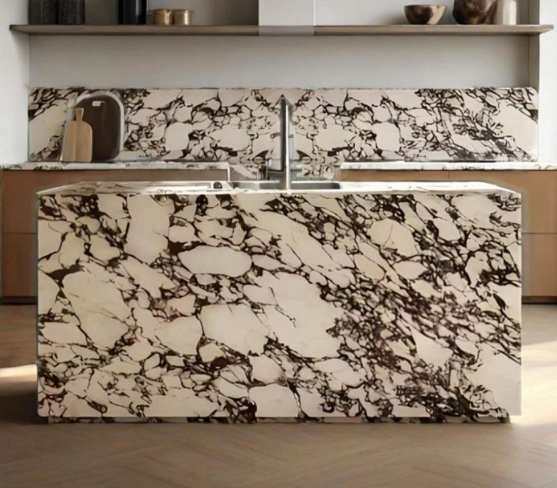 Polished Calacatta Viola Marble Kitchen Island Top for Villa Hotel Kitchen Living Room Countertop Decoration