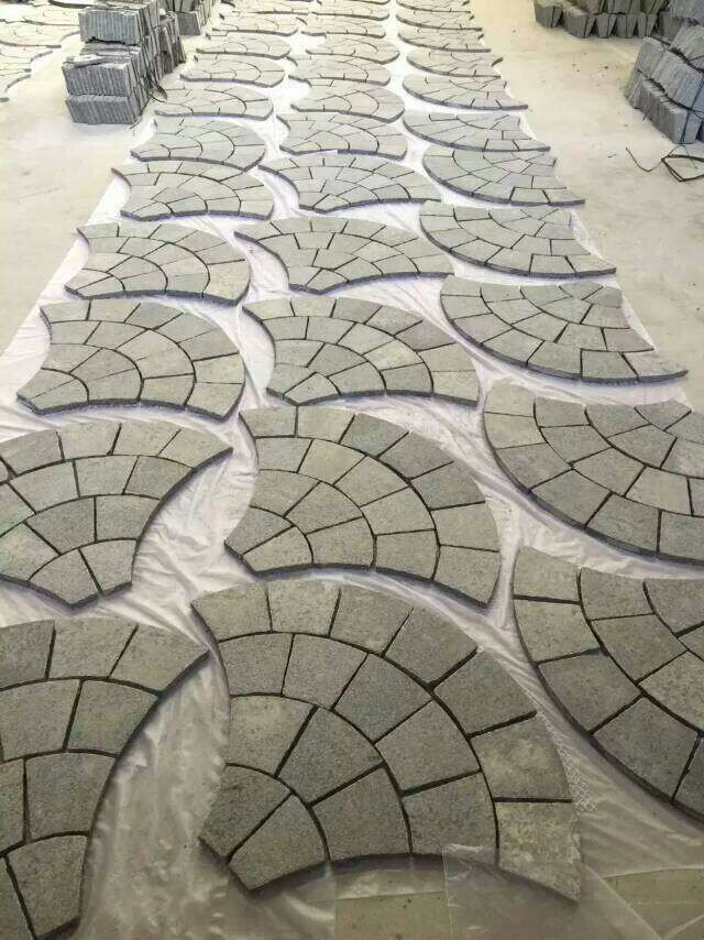 Tumbled Light Gray Granite Cobblestone on/Mesh Outdoor Heavy Duty Thickest Cube Pavers