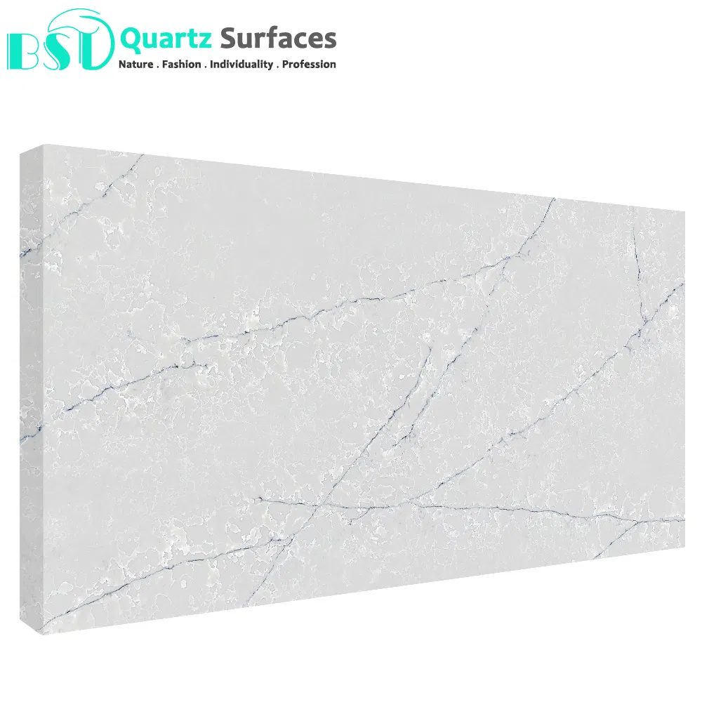 White Prefabricated Quartz Kitchen Countertops