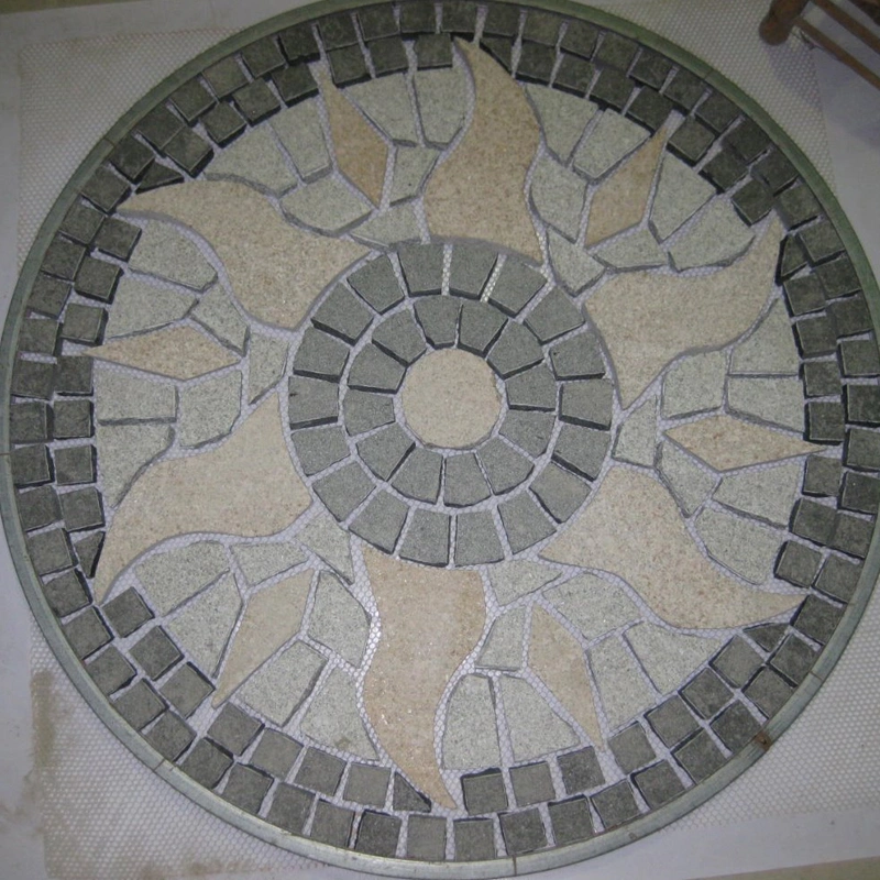 Interlocking Flamed Finish G684 Cobblestone on Mesh for Driveway Walkway Pavement