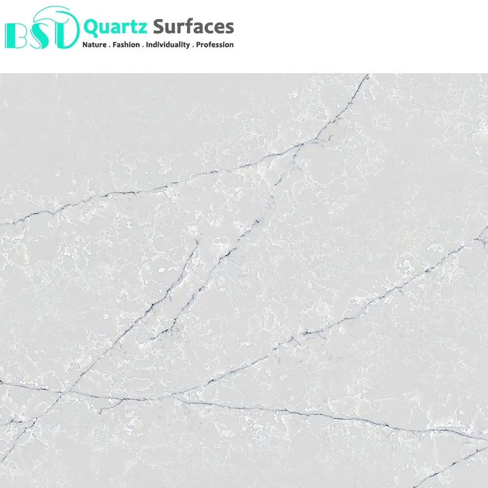 White Prefabricated Quartz Kitchen Countertops