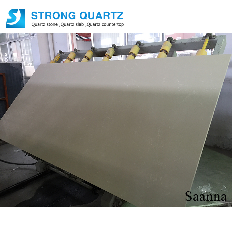 Cream Carrara Marble Look Artificial Quartz Stone Countertop for Kitchen Island/Tabletop/Vanity/Worktop