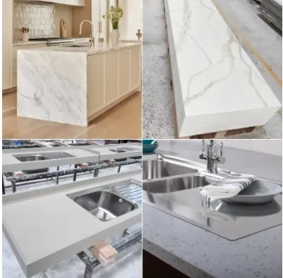 Galaxy White Quartz Stone Prefabricated Countertop