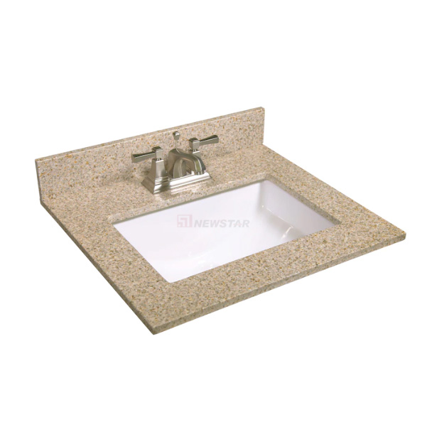 Hotel Custom Single Sink Granite Countertop Ogee Edge Deep Ceramic Granite Sinks Vanity Modern Design Wholesale Countertop