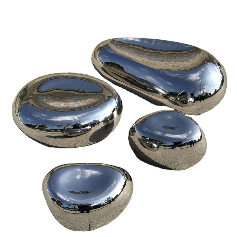 Park Decor Stainless Steel Stone Shape Bench Seat Metal Silver Chair