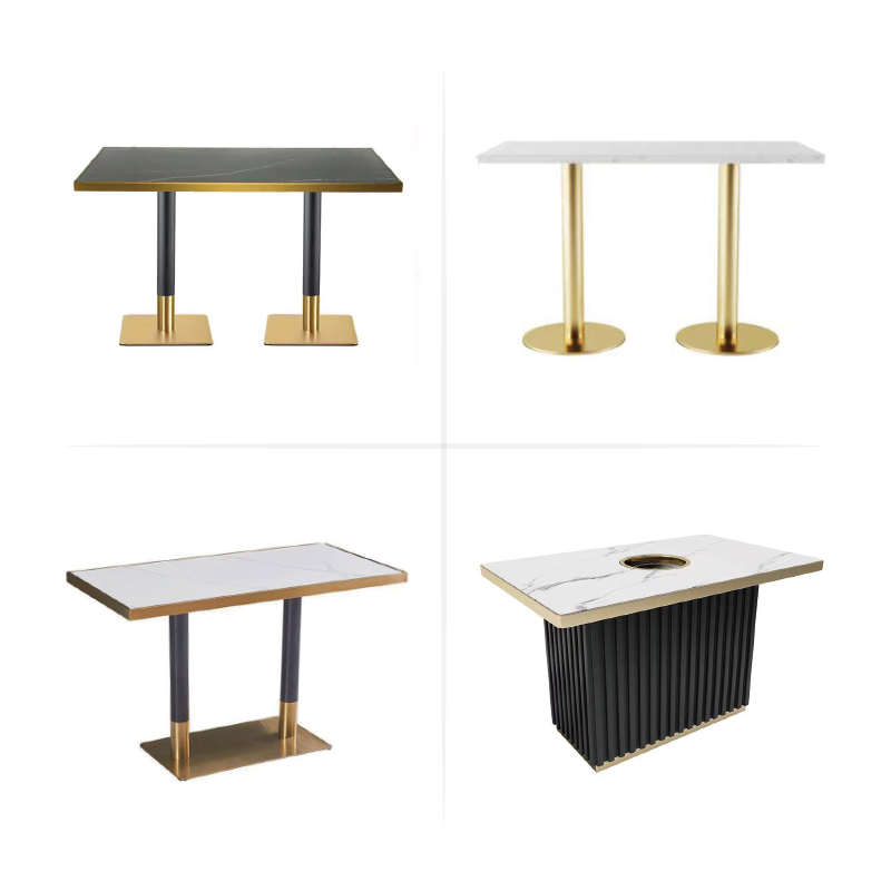 Modern Foshan Wholesale Marble Sintered Stone Square Round Table Top and Chair Set Booth Furniture Restaurant Cafe Dining Bar Coffee Shop Table