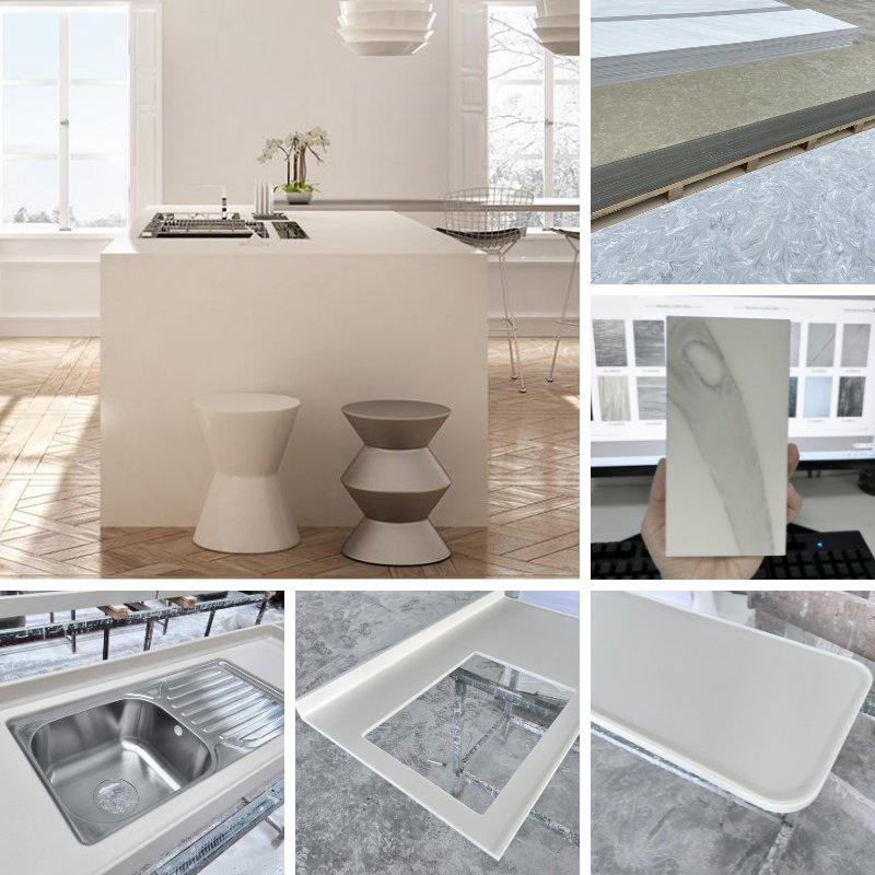 OEM Factory Custom-Made Prefab Cut-to-Size Quartz Marble Crystal Granite Solid Surface Stone Countertop Counter Top Kitchen Countertops for Commercial Projects