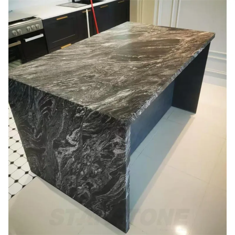 Custom Black Marble Kitchen Island Countertop