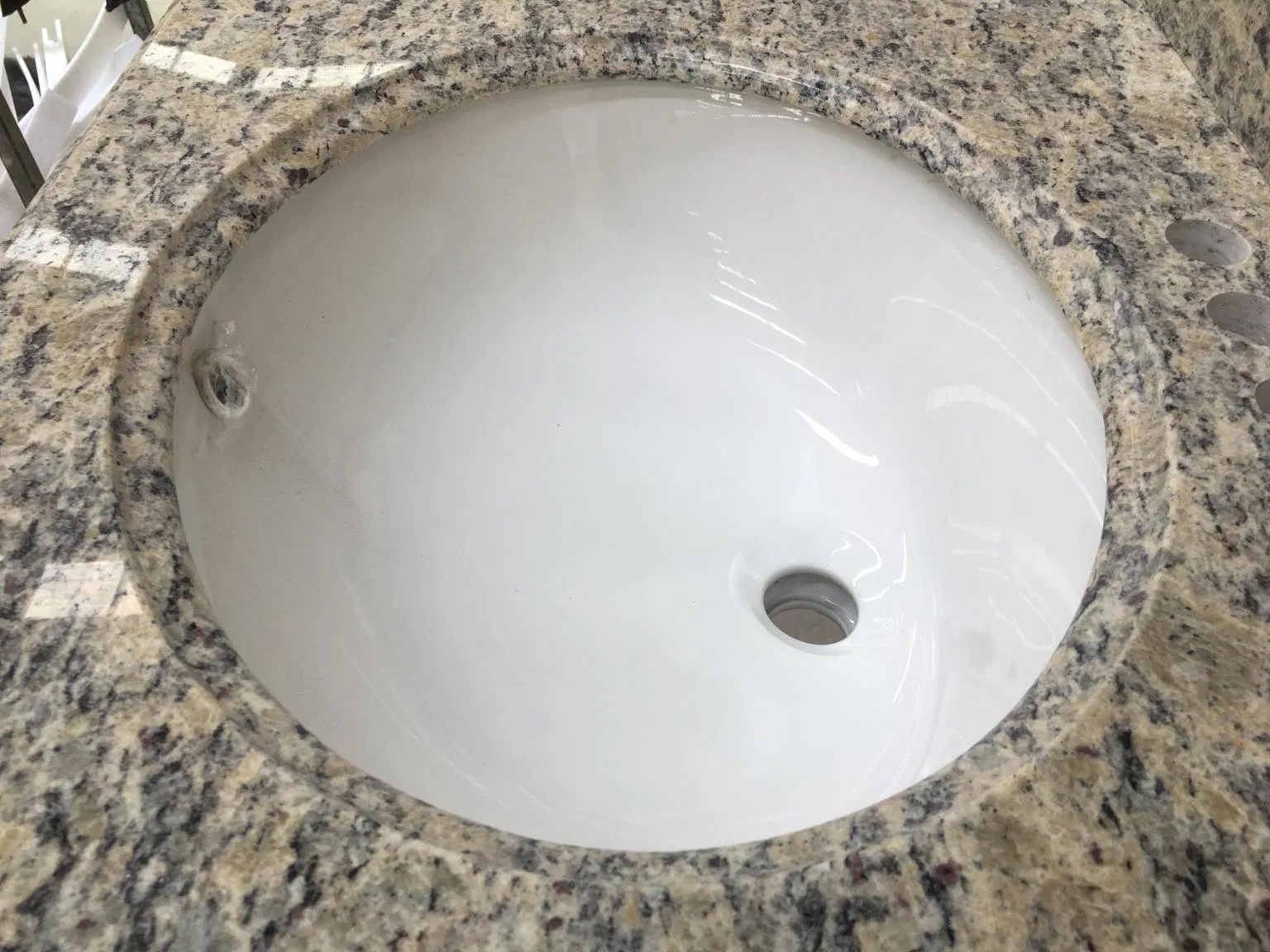 Santa Cecilia Gold Granite Ogee Edge Bathroom Vanity Top with Oval Ceramic Sink