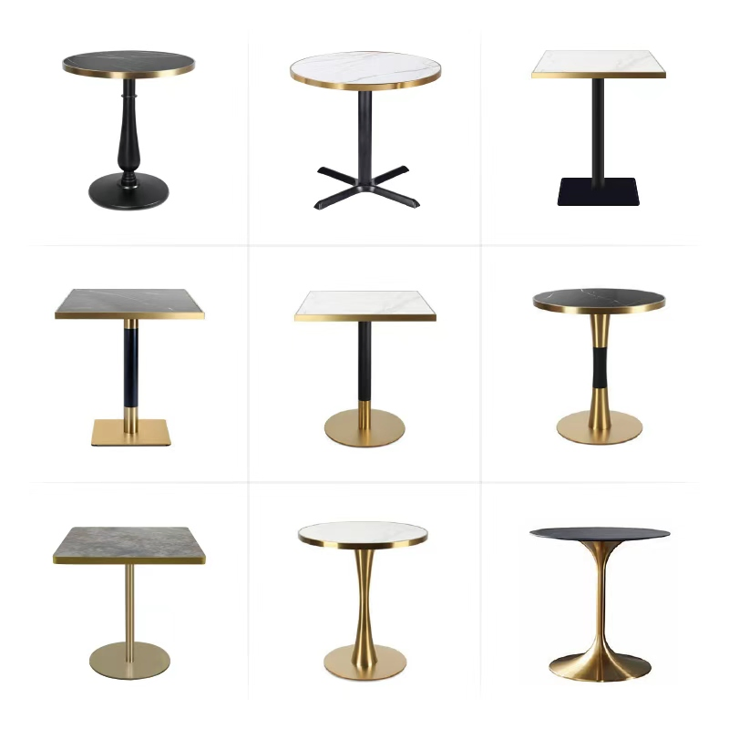 Modern Foshan Wholesale Marble Sintered Stone Square Round Table Top and Chair Set Booth Furniture Restaurant Cafe Dining Bar Coffee Shop Table