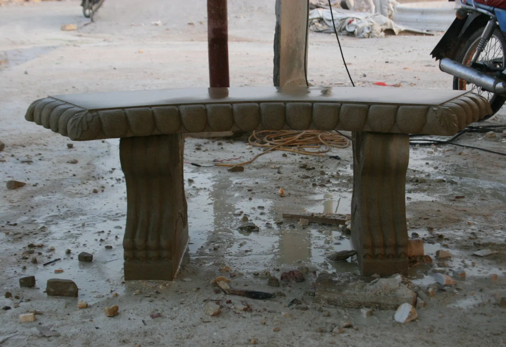 Outdoor Garden Hand Carving Natural Stone Marble Solid Bench (SYMB-042)