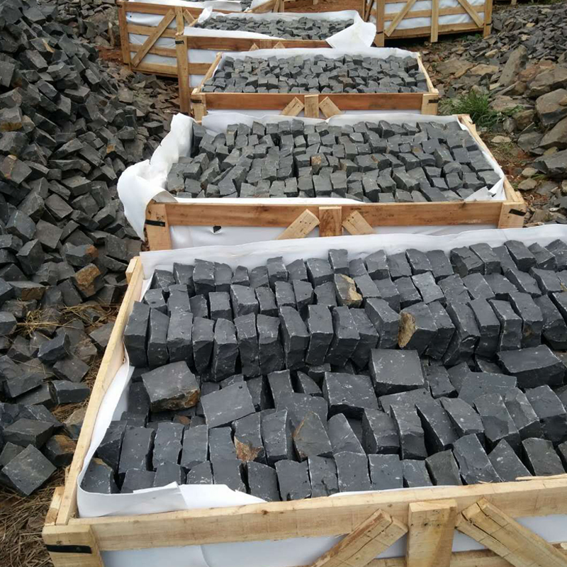 Black Basalt Granite Patio Paving Stone Driveway Cobblestone