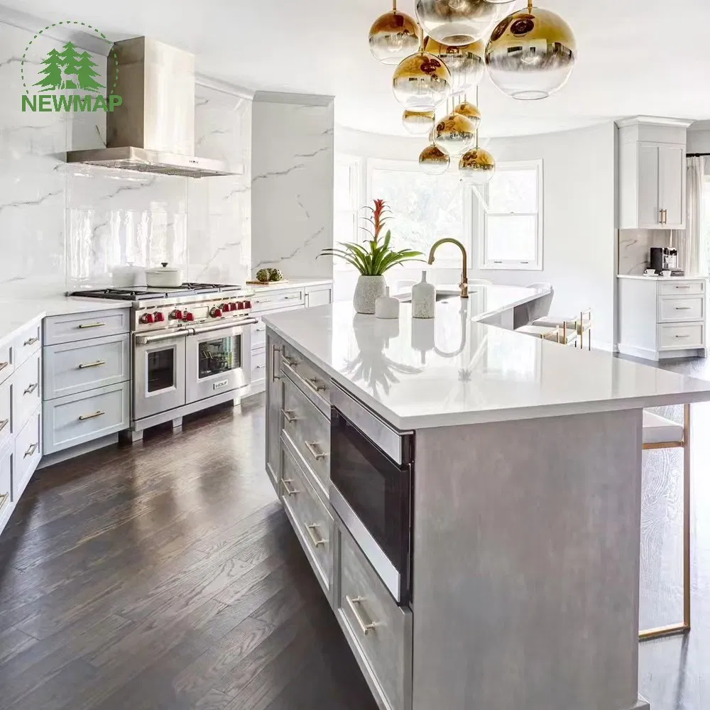 Modern Kitchen Island Storage Furniture Lacquer Acrylic Surface Wood Cabinet Sink Hinge Accessories Marble Countertop