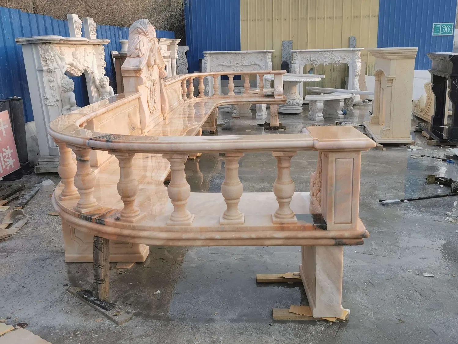 Hand Carved Natural Stone Chair Outdoor Garden Decoration Furniture Marble Carving Park Bench (SYMB-024)