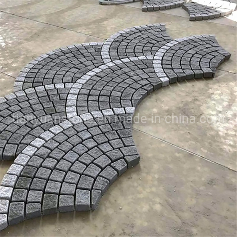 G603 and G654 Grey Granite Meshed Cobblestone in Driving Way Paver