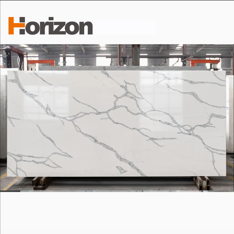 Horizon Wholesale Factory Price Calacatta White Kitchen Island Countertop Artificial Stone Quartz Stone