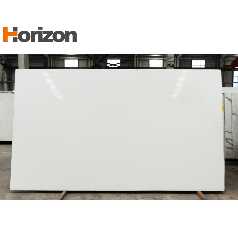 High Glossy Solid Surface Pure White Quartz Stone Kitchen Countertop