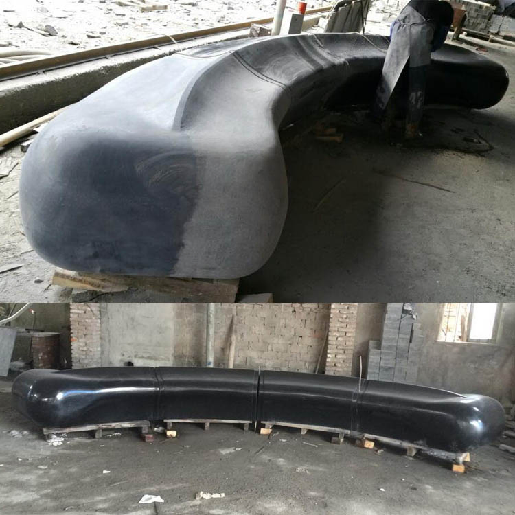 Customized Design Polished Black Pearl Granite Outdoor Furniture Stone Bench