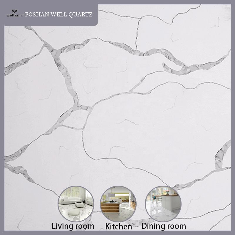 Cheap Wholesale Custom Quartz Kitchen Countertop with Polished Surface for Brown Vein Quartz Countertop