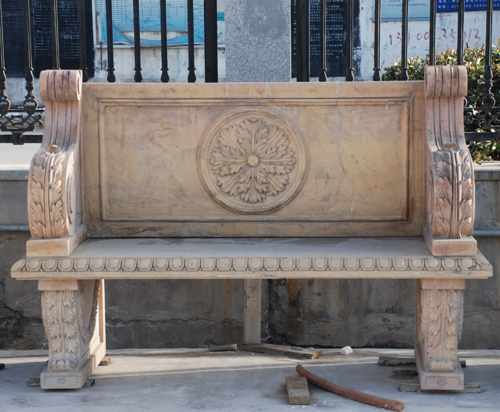 Classical Style Factory Wholesale Antique Stone Marble Garden Bench Garden Outdoor Decorative Stone Bench (SYMB-018)