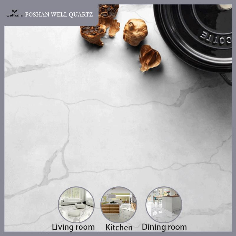 Cheap Wholesale Custom Quartz Kitchen Countertop with Polished Surface for Brown Vein Quartz Countertop