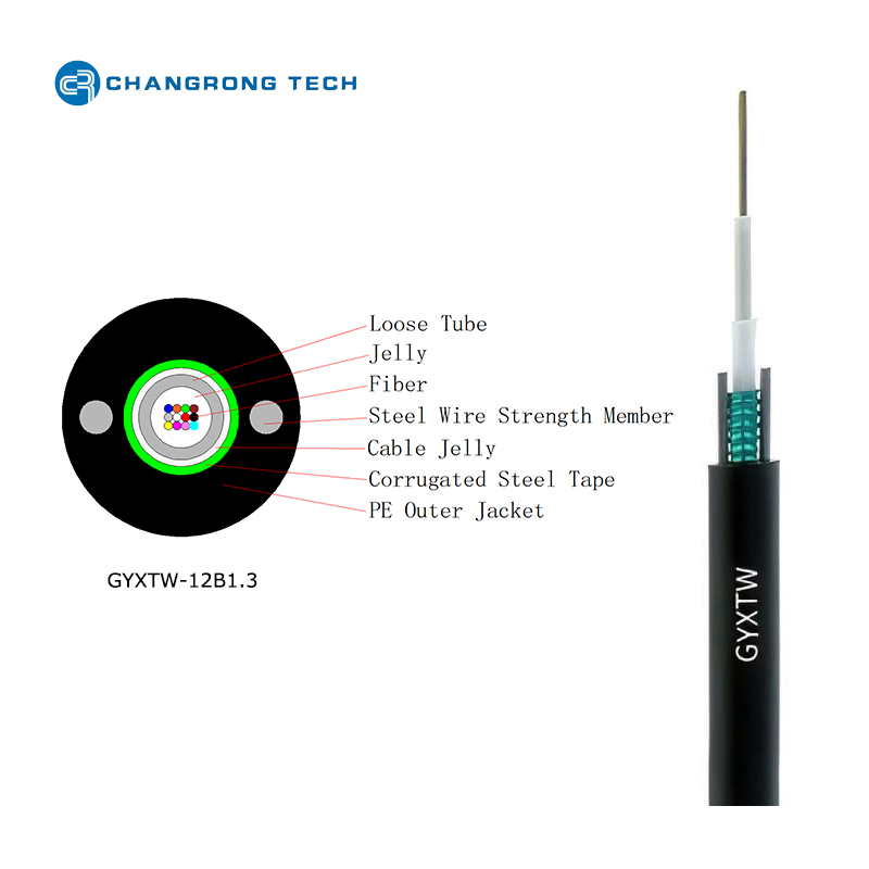 Outdoor Armored 24fo G652D Central Tube GYXTW Fiber Optic Cable with ISO9001