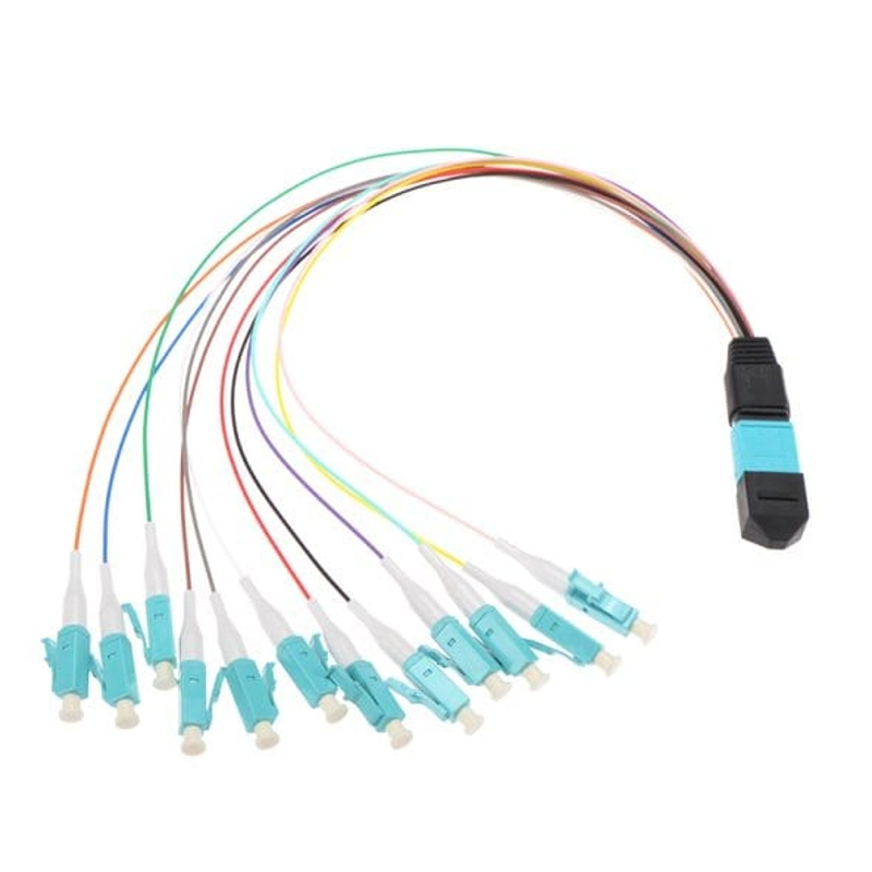 MPO/MTP to LC Om3 Om4 12 Fibers 0.9mm Fiber Ribbon Patch Cable
