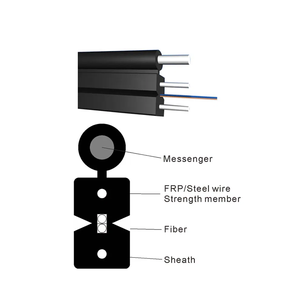 Sc/APC Upc 1core Fiber Optic Cable Underground Figure 8 Flat Drop Cable
