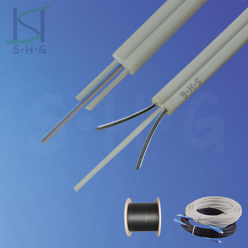 Factory Price LSZH FRP/Steel Optical 1/2/4 Core Flat FTTH Indoor/Outdoor Drop Fiber Optic Cable