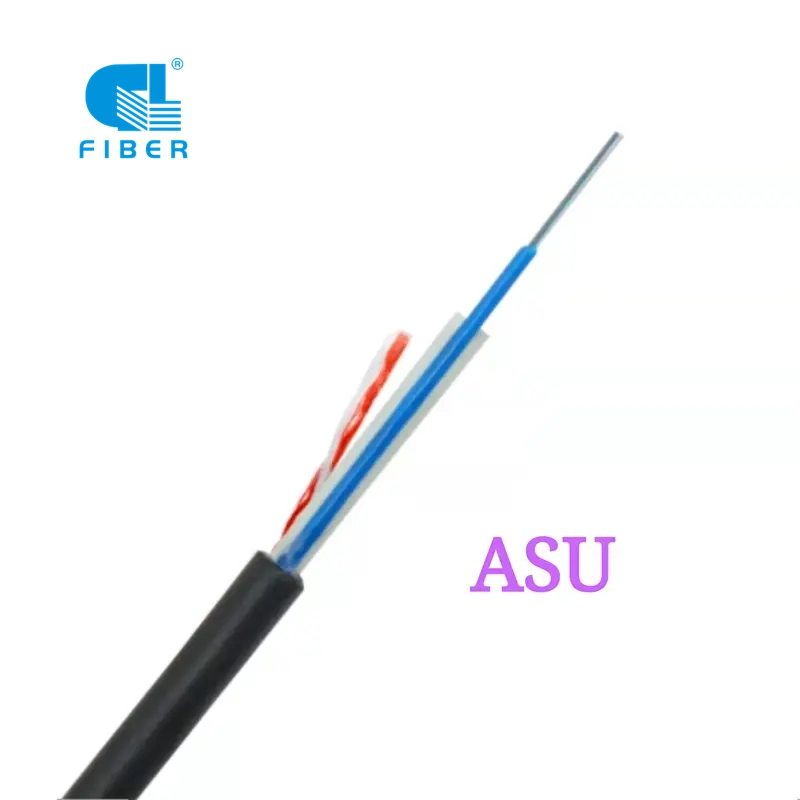 Asu Gyffy 1 to 24 Core Hybrid Fiber Power Cable 2 FRP Self-Supporting Fiber Optic Drop Cable