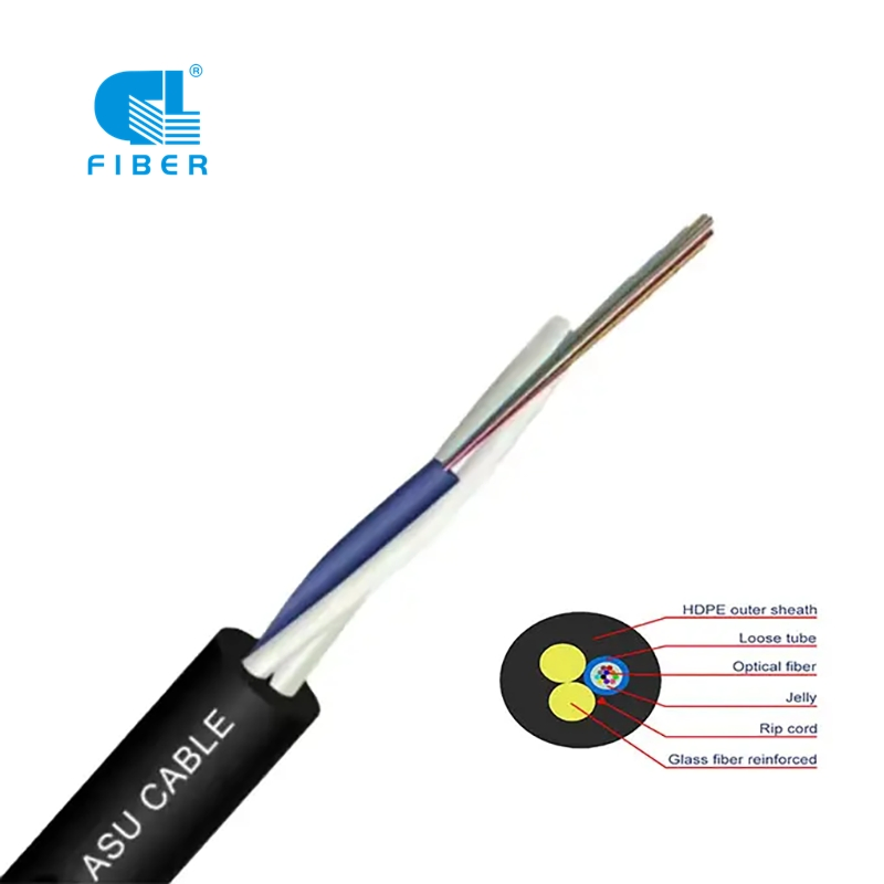 Asu Gyffy 1 to 24 Core Hybrid Fiber Power Cable 2 FRP Self-Supporting Fiber Optic Drop Cable
