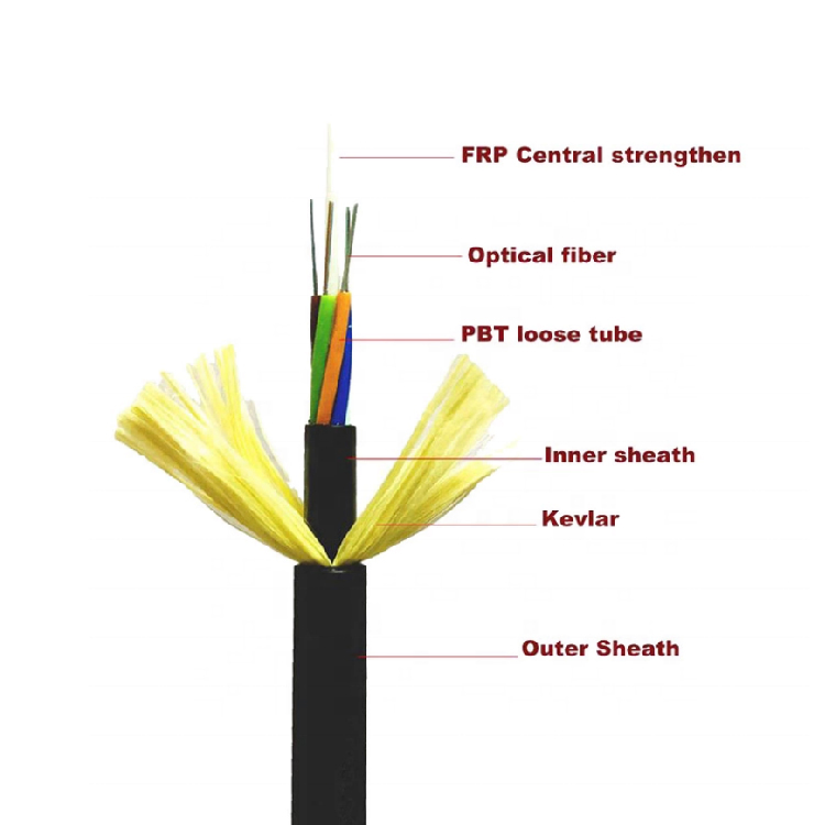 Wholesale Outdoor Aerial 2 4 6 8 12 24 48 72 96 Core ADSS Fiber Optic Drop Communication Cable China Factory