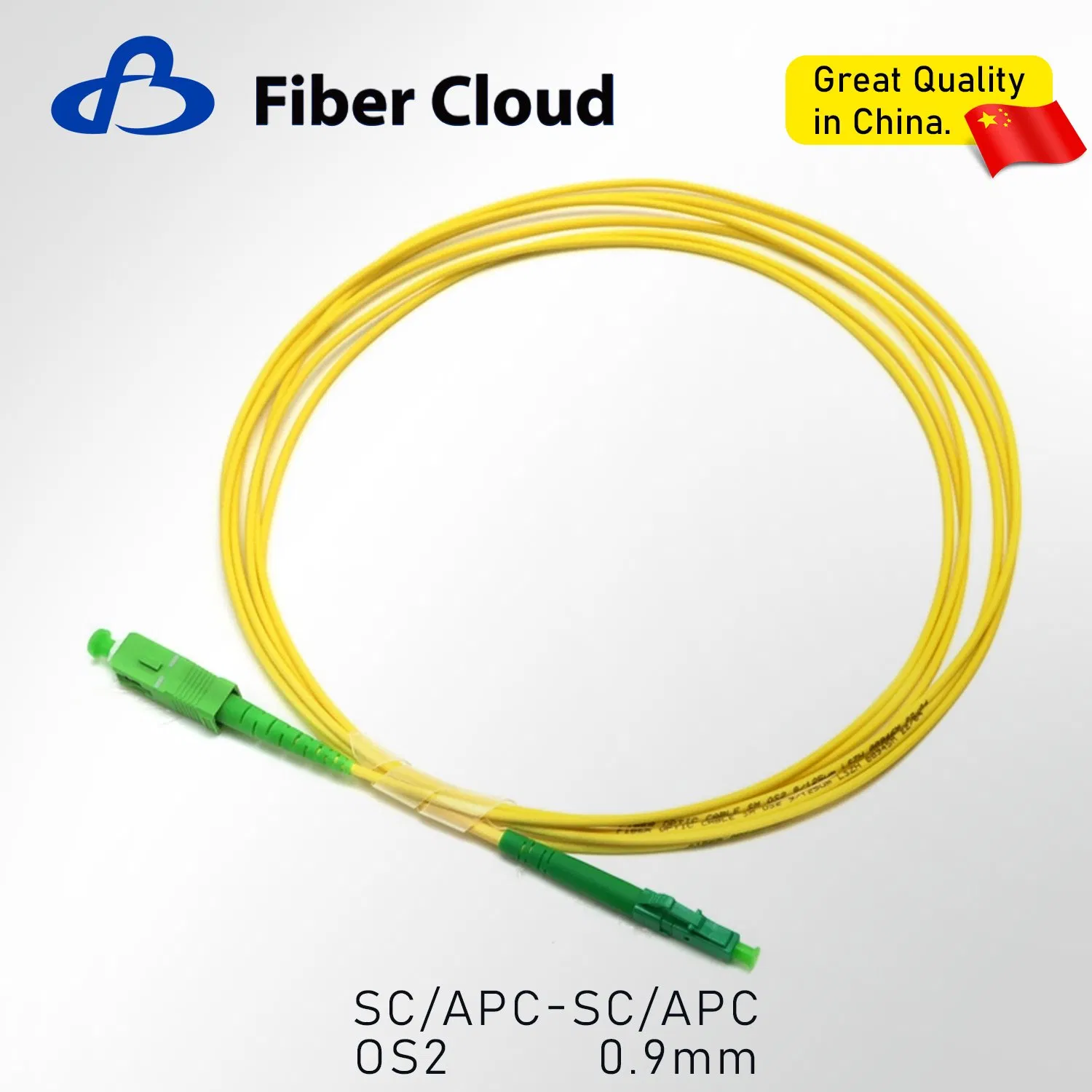 0.9mm Sc APC to Sc APC Simplex OS2 Single Mode Riser Ofnr Tight Buffered Fiber Optic Patch Cord Cable