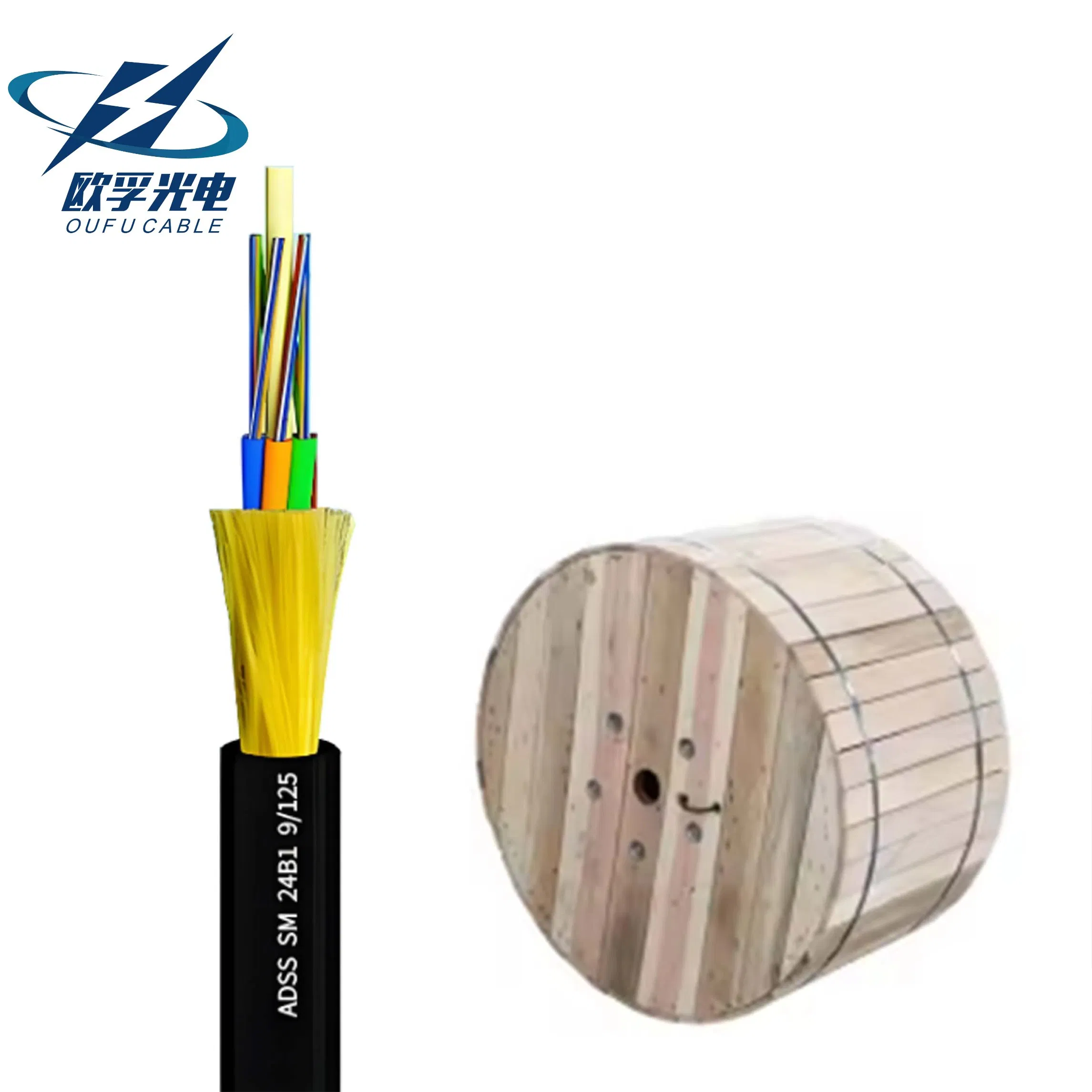 Fiber ADSS Fibra Optica 6/12/24/48/96/144 Hilos G652D Span 100m ADSS Fiber Optic Cable