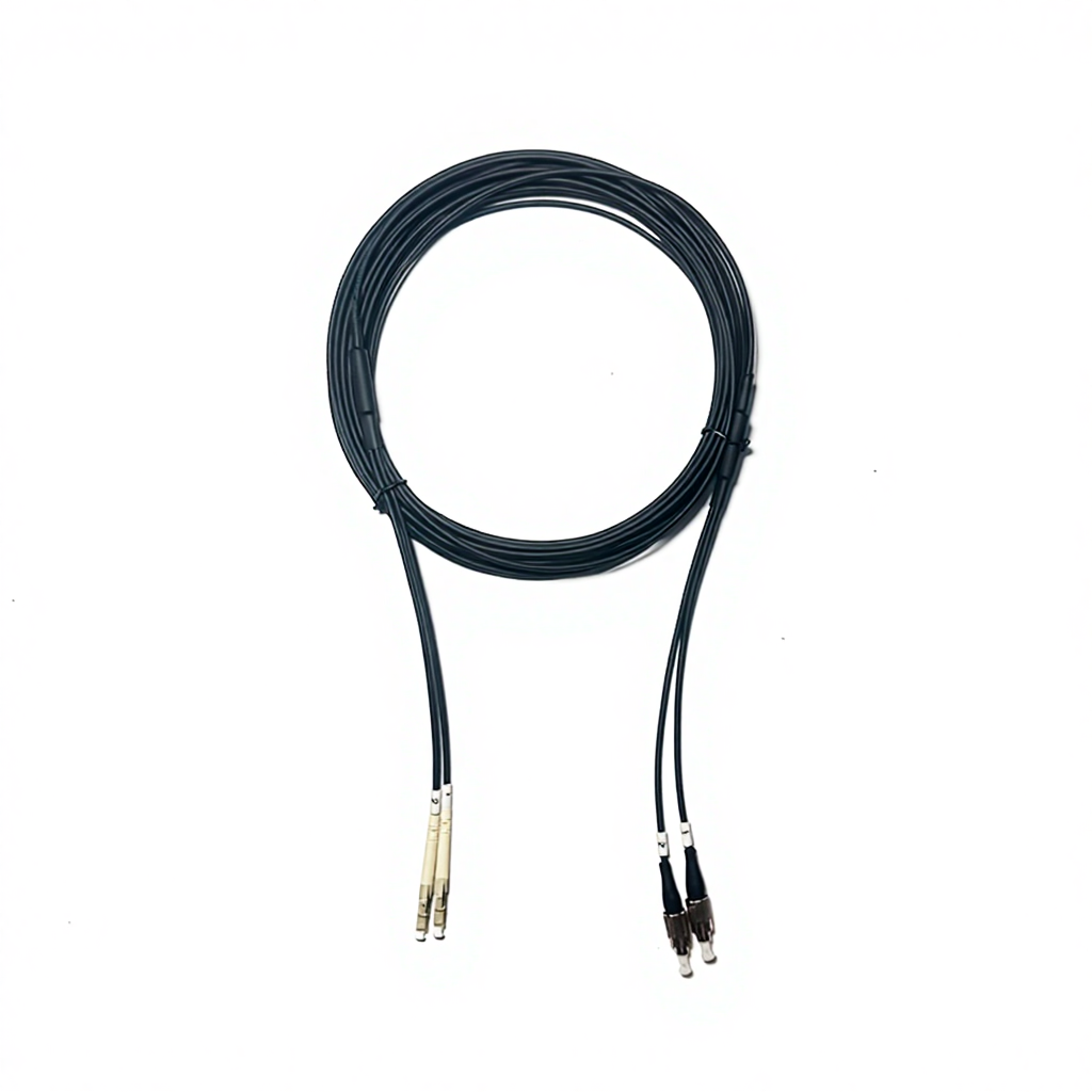 Multi Mode Dual Core TPU Armored Field Optical Cable, Flexible Armored Optical Fiber Jumper LC-LCOM3 Emergency Optical Cable